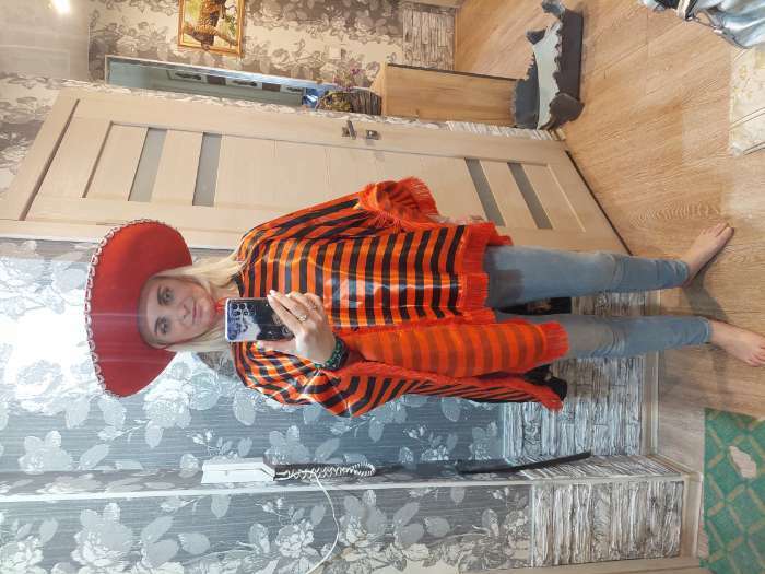 Фотография покупателя товара Карнавальный костюм «Мексика», шляпа, пончо, полоска чёрно-красный - Фото 1