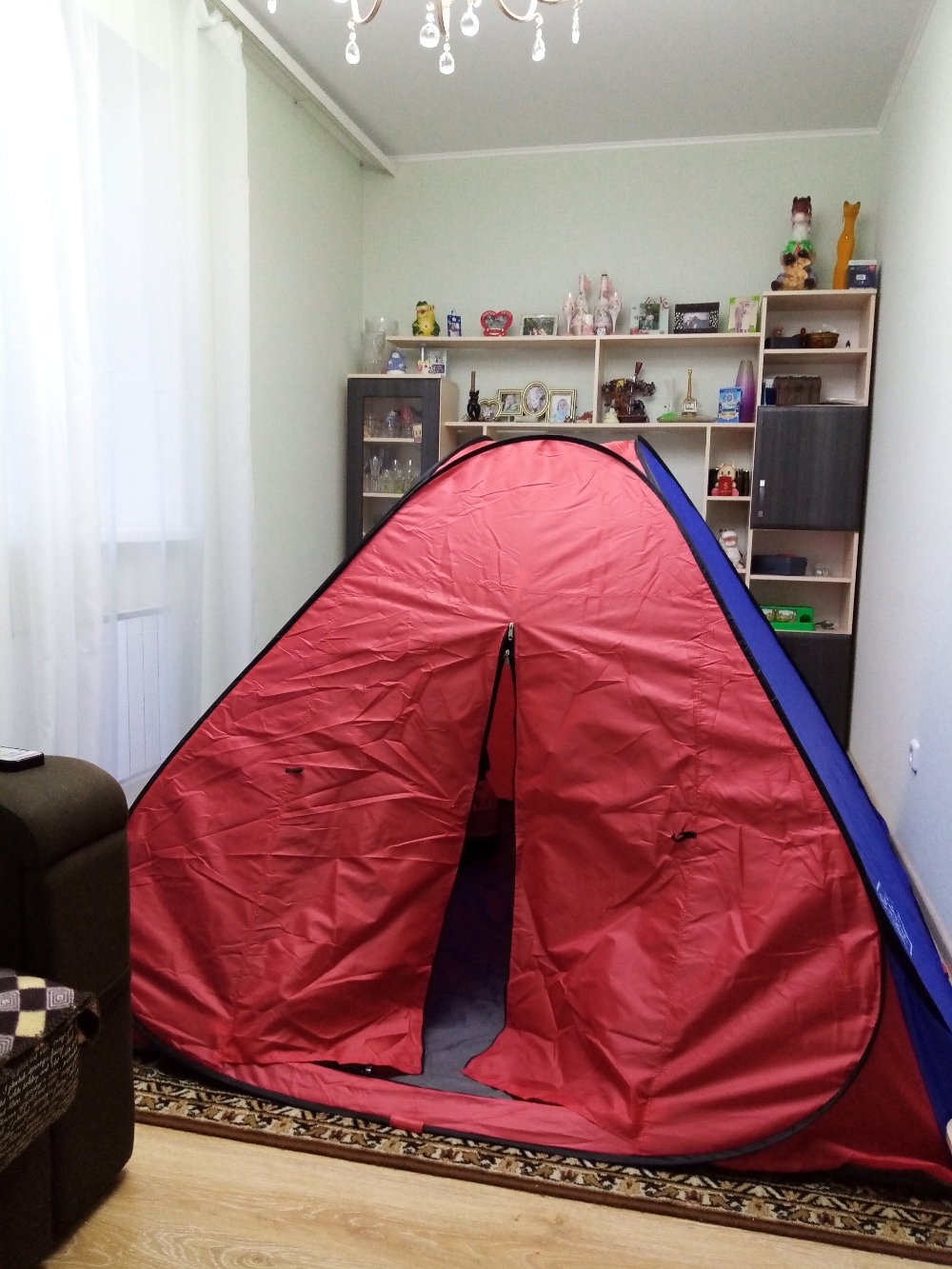 Фотография покупателя товара Палатка самораскрывающаяся 200 х 200 х 135 см, красный/синий - Фото 1