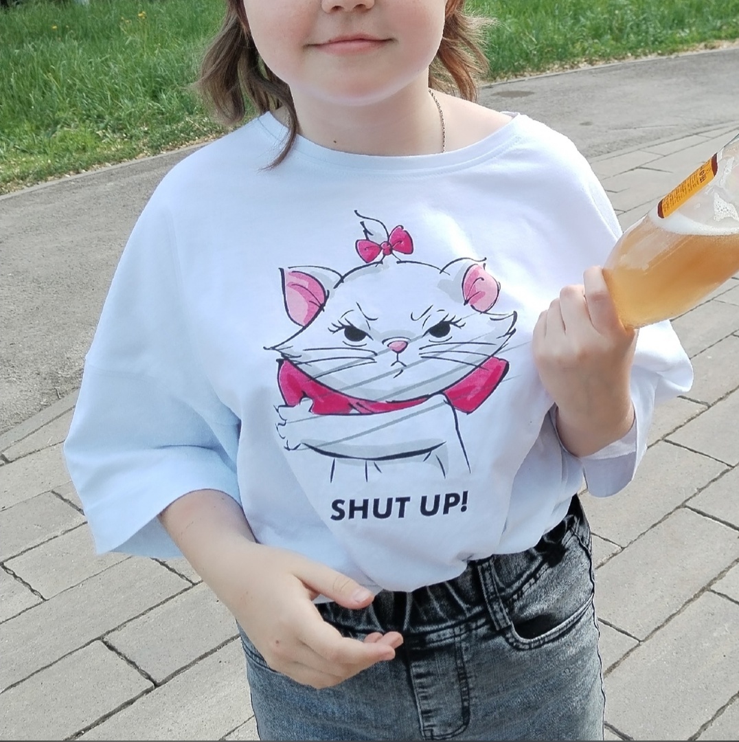 Фотография покупателя товара Футболка «Мари» Коты аристократы oversize, цвет белый - Фото 2