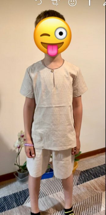 Фотография покупателя товара Комплект для мальчика (рубашка, шорты) MINAKU: Cotton Collection, бежевый, рост 116 см - Фото 1