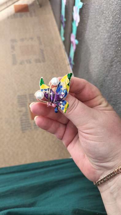 Фотография покупателя товара Брошь «Бабочка абстракция», цветная в золоте - Фото 1