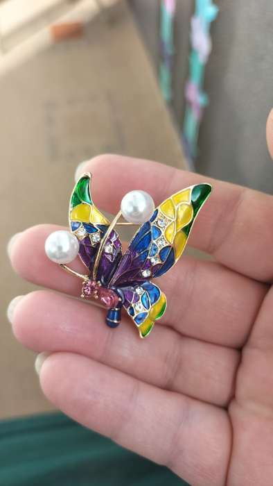 Фотография покупателя товара Брошь «Бабочка абстракция», цветная в золоте - Фото 3