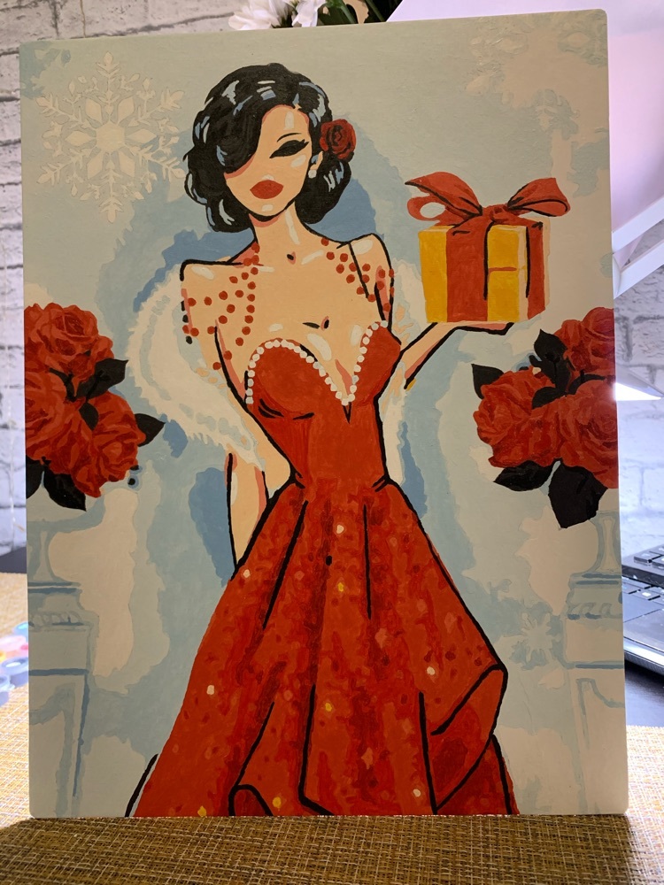 Фотография покупателя товара Роспись по номерам без подрамника "Женщина в красном" 30 x 40 см - Фото 2