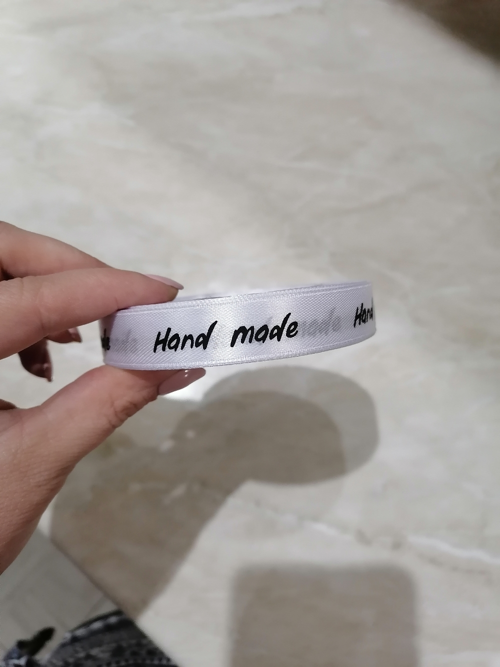 Фотография покупателя товара Лента атласная «Hand Made», 15 мм × 23 ± 1 м, цвет белый