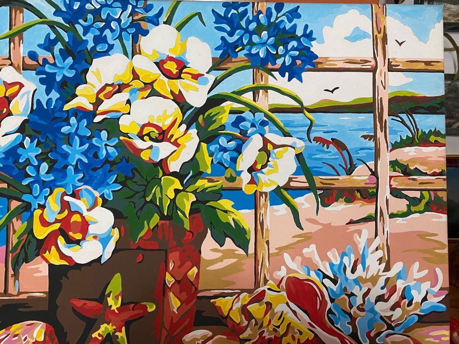 Фотография покупателя товара Картина по номерам на холсте с подрамником «Цветы у окна», 40 х 50 см - Фото 1