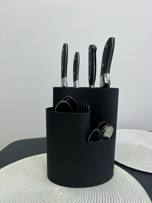 Фотография покупателя товара Подставка для ножей и столовых приборов Доляна «Нео», 18×11 см, цвет серый - Фото 1