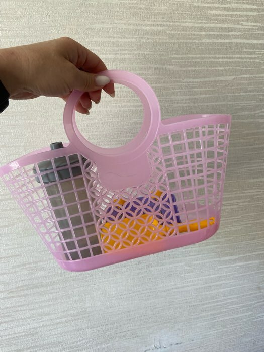 Фотография покупателя товара Корзина-сумка пластиковая для хранения, 28×14×25 см, цвет МИКС - Фото 1