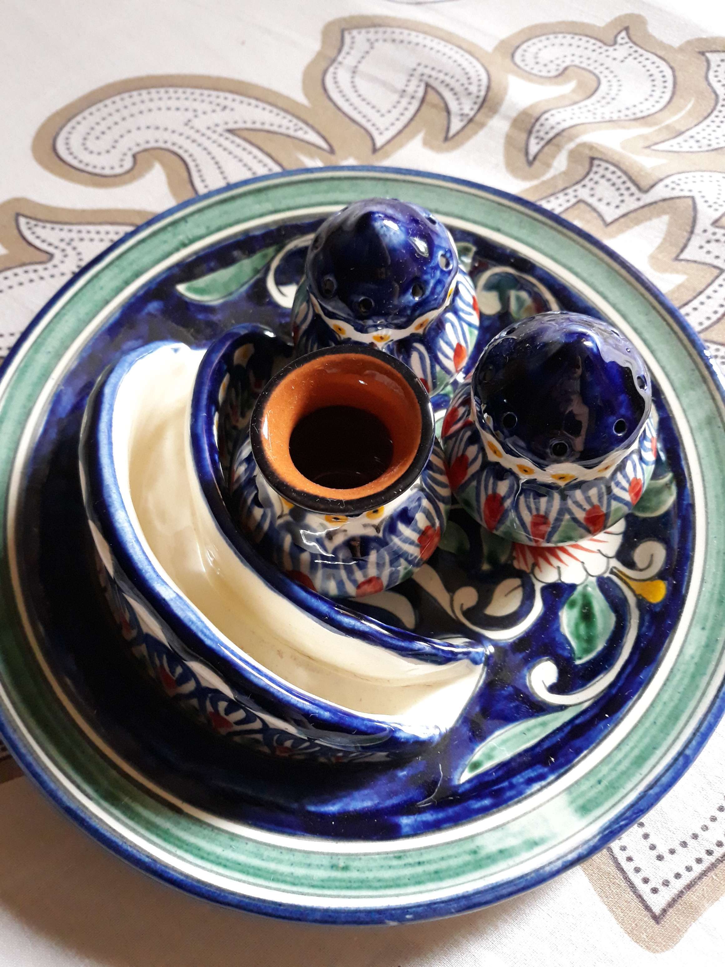 Фотография покупателя товара Набор Риштанская Керамика "Лепестки", 4 предмета, синий - Фото 1