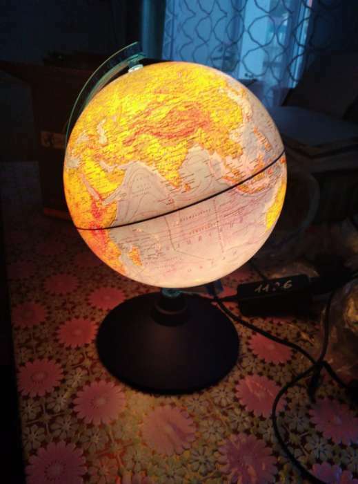 Фотография покупателя товара Глoбус физический "Классик Евро", диаметр 210 мм, с подсветкой - Фото 2