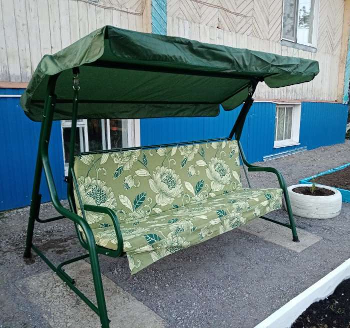 Фотография покупателя товара Качели садовые "Карибы" зелёные 210х142х155 см, макс нагрузка 300 кг