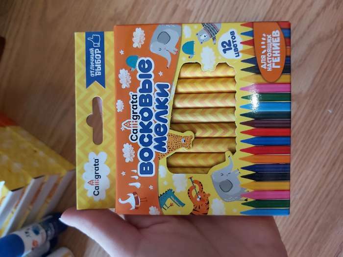 Фотография покупателя товара Мелки восковые Calligrata, цветные, 12 цветов, 93×8 мм - Фото 30