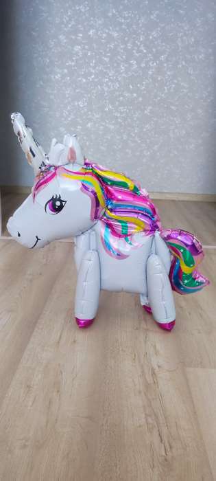Фотография покупателя товара Шар фольгированный 24" «Единорог-игрушка», цвет белый, под воздух - Фото 5