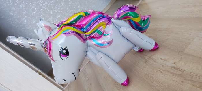 Фотография покупателя товара Шар фольгированный 24" «Единорог-игрушка», цвет белый, под воздух - Фото 6