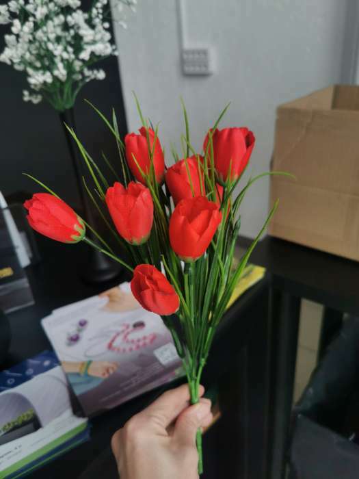 Фотография покупателя товара Букет "Тюльпаны" 32 см, микс - Фото 1