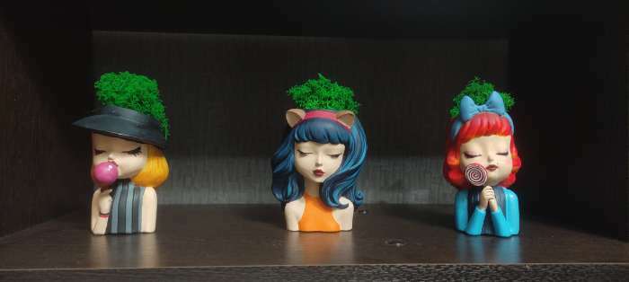 Фотография покупателя товара Декоративное кашпо для цветов «Девушка с ушками», 11×9×7 см, гипс, белое - Фото 7