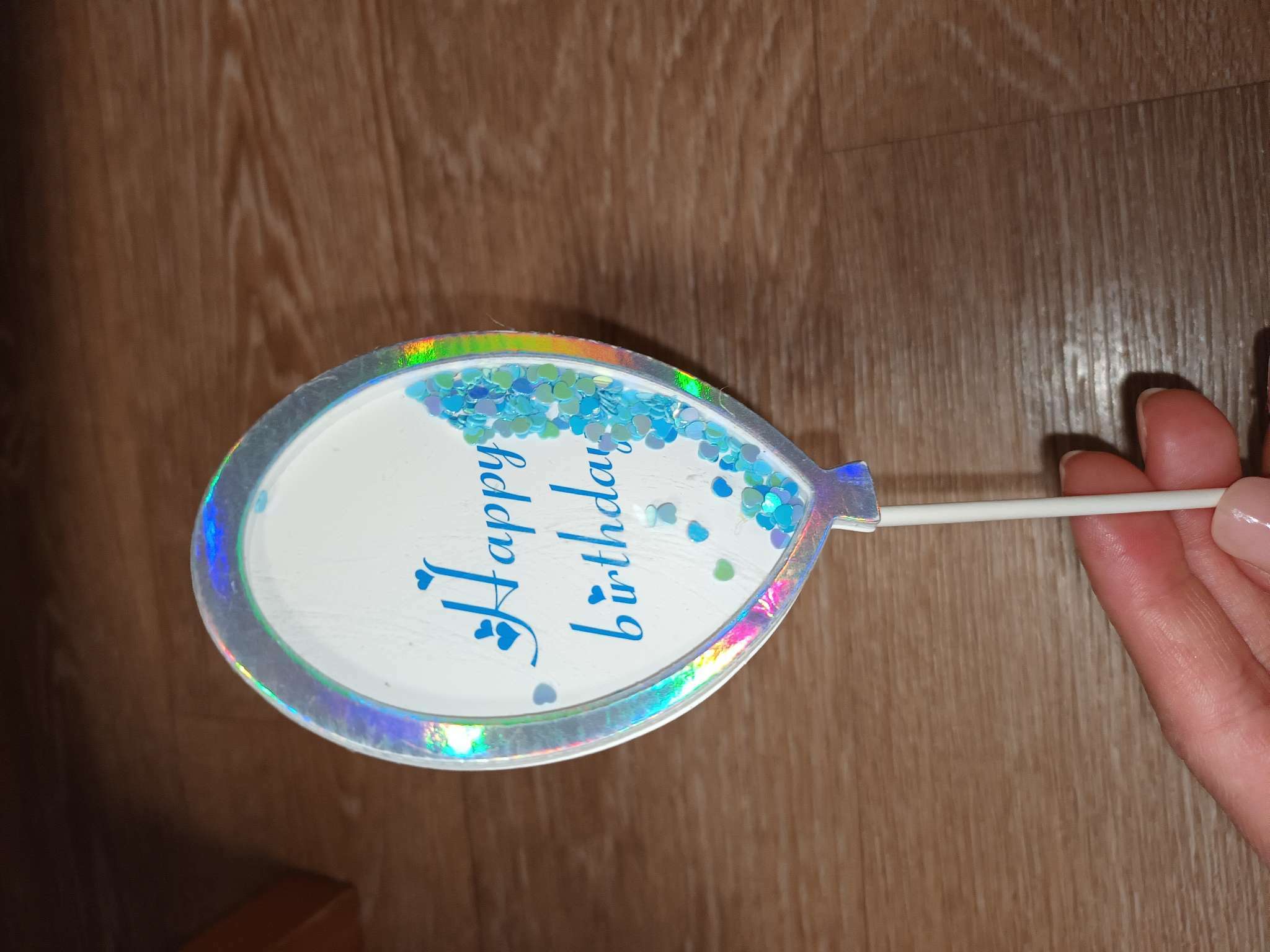 Фотография покупателя товара Топпер «С днём рождения», воздушный шар, цвет голубой - Фото 1