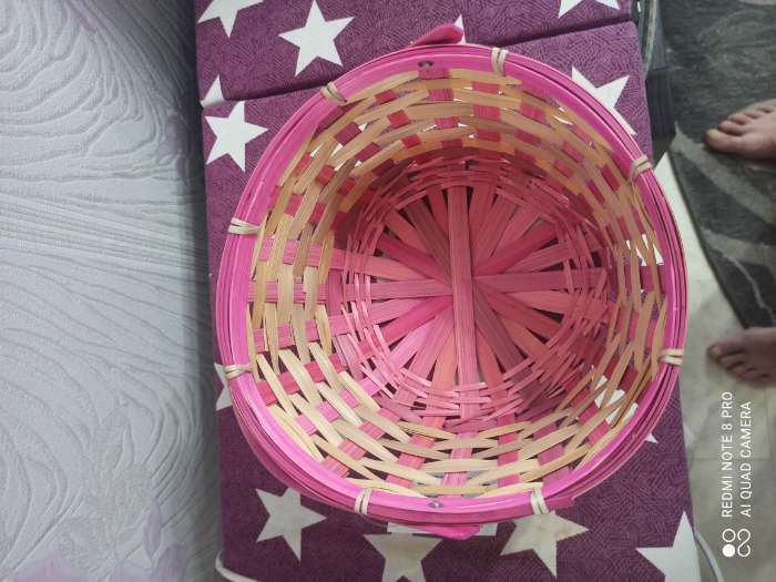 Фотография покупателя товара Корзина плетеная, бамбук, 21х21х10/24 см, розовая - Фото 14