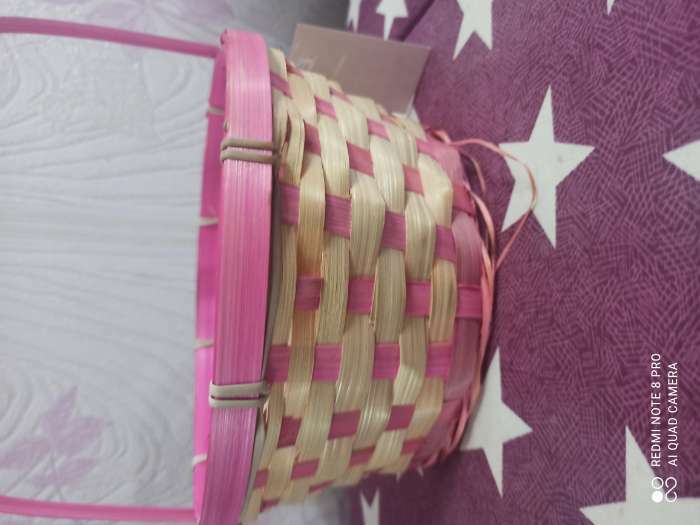 Фотография покупателя товара Корзина плетеная, бамбук, 21х21х10/24 см, розовая