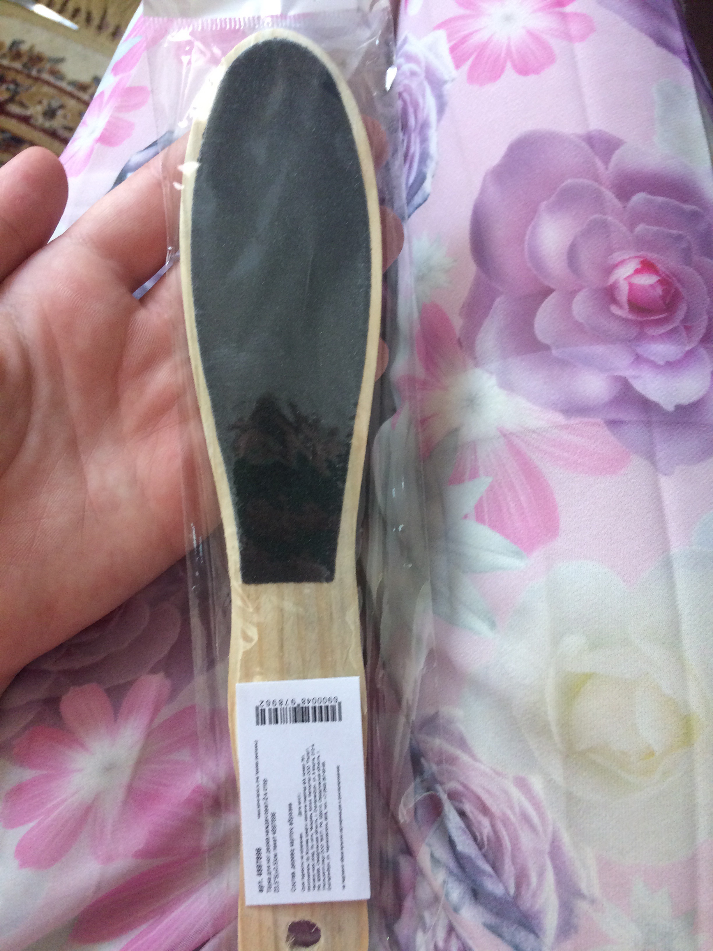 Фотография покупателя товара Тёрка для ног, наждачная, двусторонняя, 23,5 см, деревянная - Фото 1