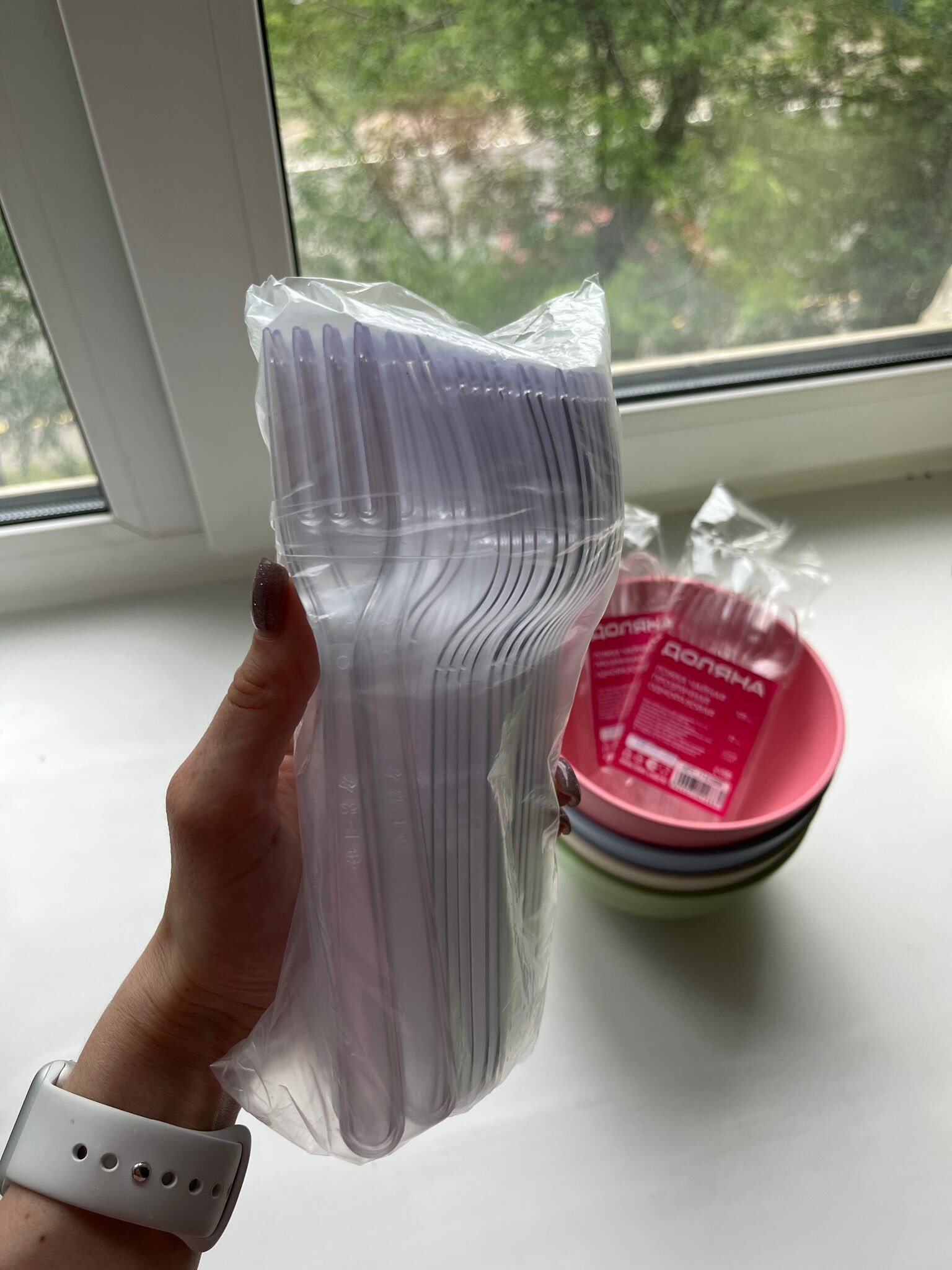 Фотография покупателя товара Вилка пластиковая одноразовая чёрная «Премиум», 18 см - Фото 2