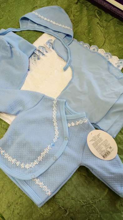 Фотография покупателя товара Комплект для новорождённого 5 предметов, цвет голубой, рост 56-62 см - Фото 1