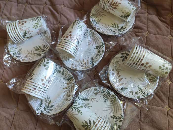 Фотография покупателя товара Набор бумажной посуды «Природа», 6 стаканов, 6 тарелок - Фото 1