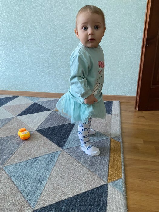 Фотография покупателя товара Колготки Крошка Я «Облачка», цвет белый, рост 86-92 см - Фото 2