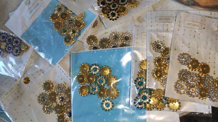Фотография покупателя товара Декор для творчества пластик "Цветок-солнце голубой" набор 12 шт 1,4х1,4 см - Фото 3