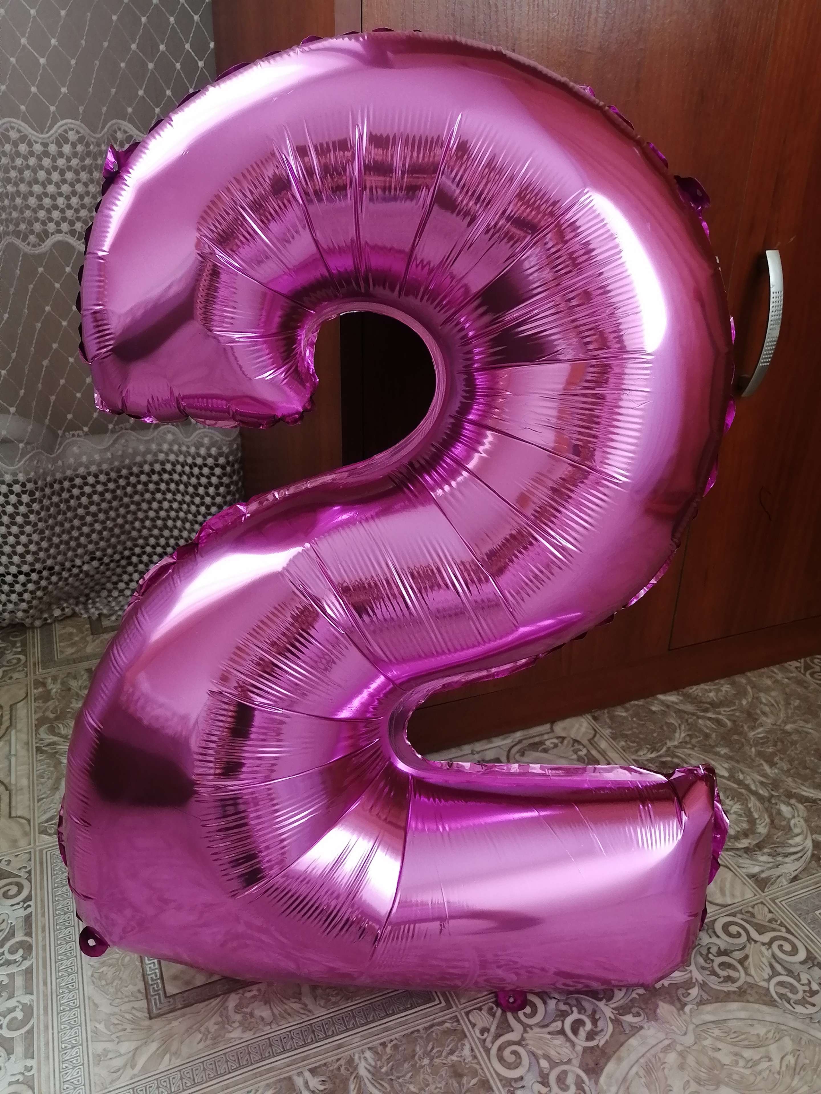 Фотография покупателя товара Шар фольгированный 32" «Цифра 3», индивидуальная упаковка, цвет розовый - Фото 3