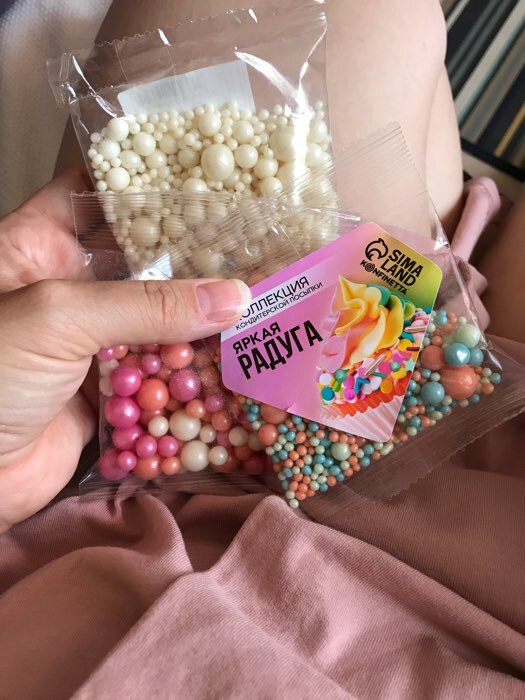 Фотография покупателя товара Кондитерская посыпка с мягким центром «Жемчуг», серебро, сиреневый, 50 г - Фото 91