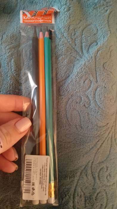 Фотография покупателя товара Набор карандашей чернографитных HB, Calligrata, пластиковых, с ластиком, корпус микс