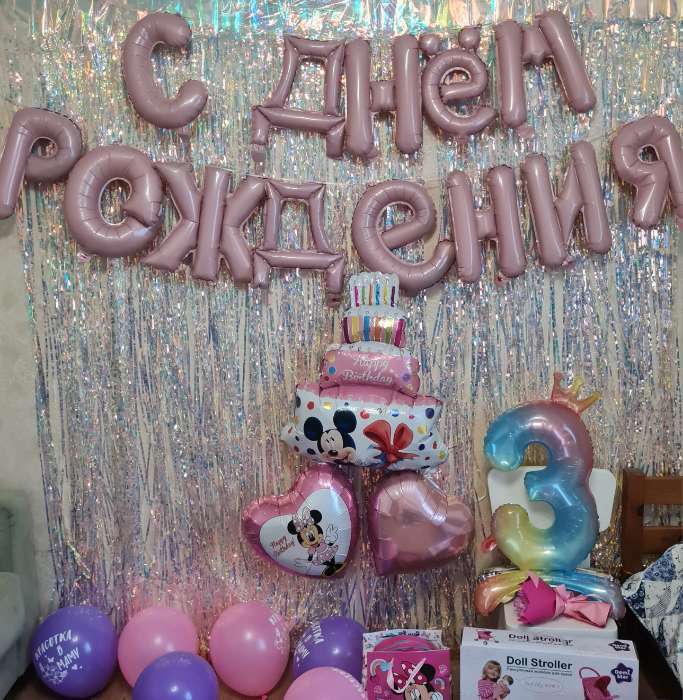 Фотография покупателя товара Набор фольгированных шаров "С Днем рождения", Минни Маус - Фото 1