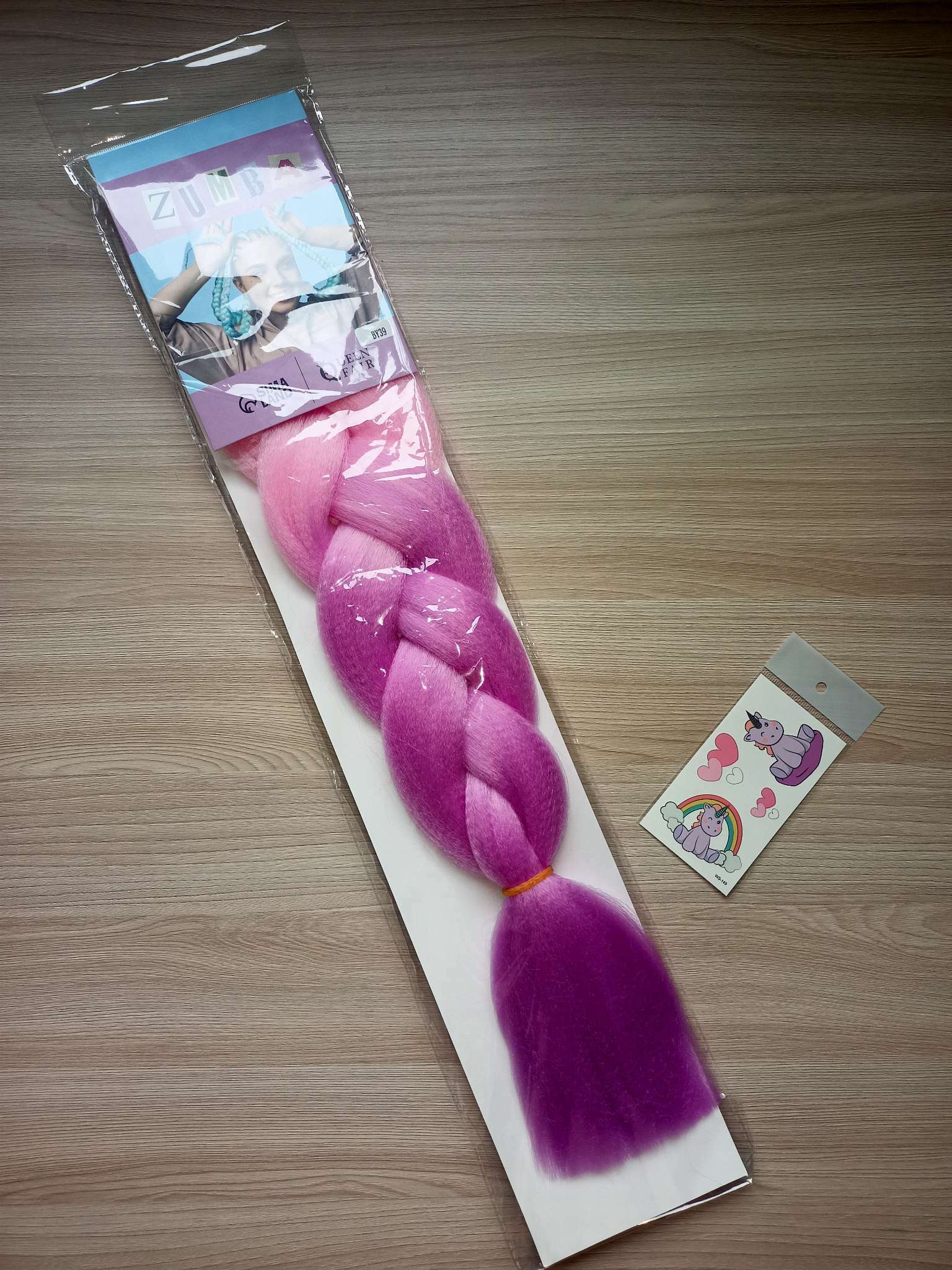 Фотография покупателя товара ZUMBA Канекалон двухцветный, гофрированный, 60 см, 100 гр, цвет розовый/голубой(#BY38) - Фото 9