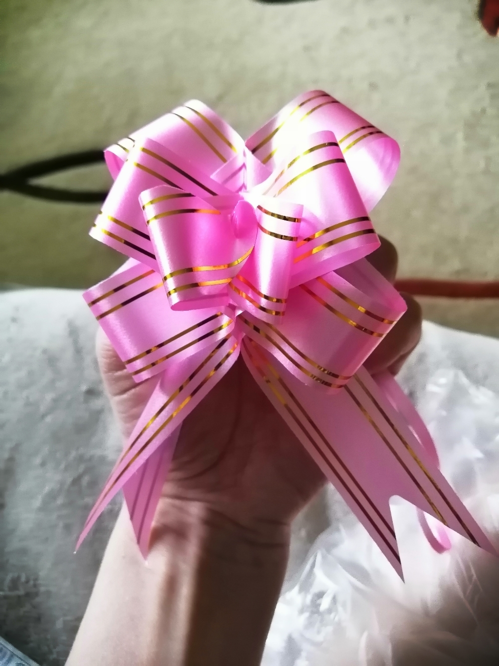 Фотография покупателя товара Бант-бабочка №3 "Золотые полосы", цвет розовый - Фото 1