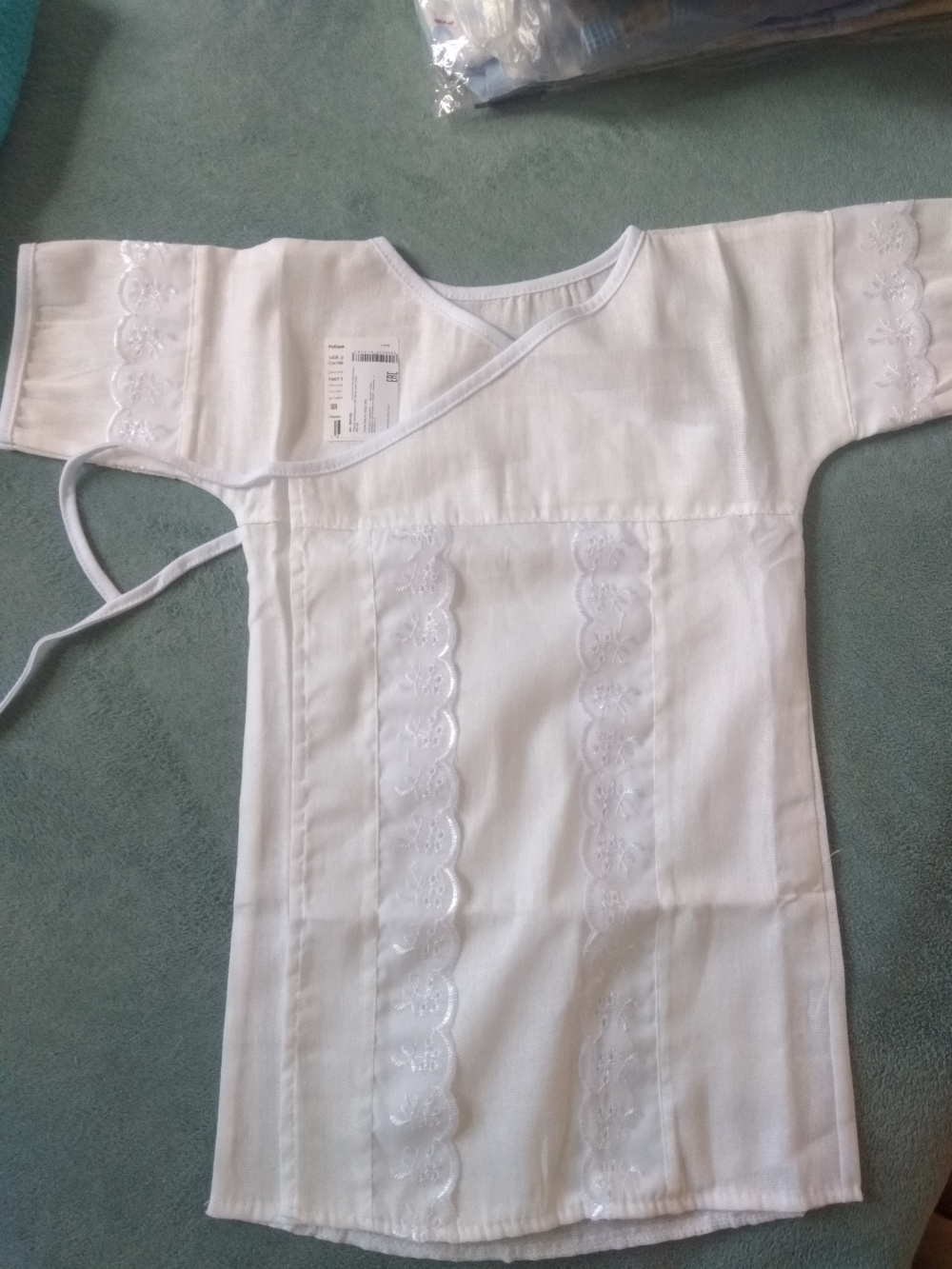 Фотография покупателя товара Рубашка крестильная А.1408, белый, рост 74 (24) - Фото 2