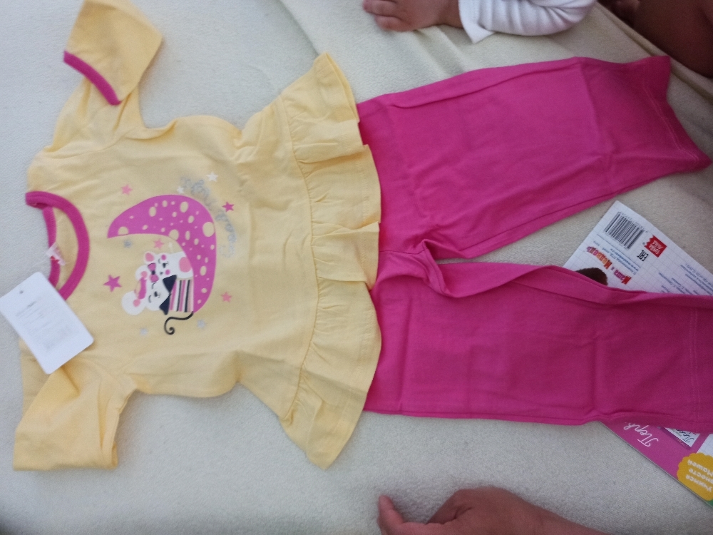 Фотография покупателя товара Пижама для девочки, рост 80 см (52), цвет жёлтый/розовый
