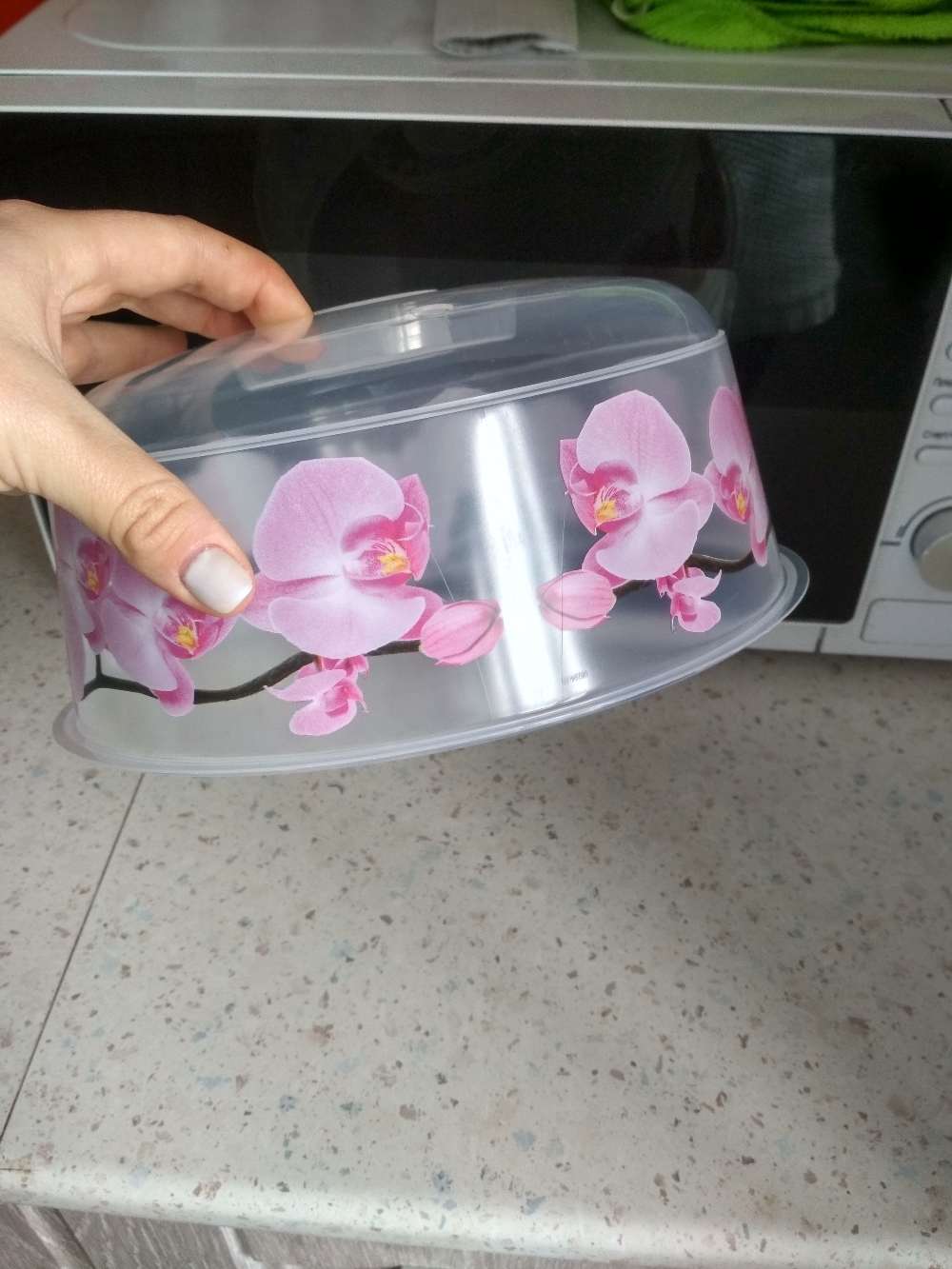 Фотография покупателя товара Крышка для СВЧ, 22 см "Деко. Орхидея"
