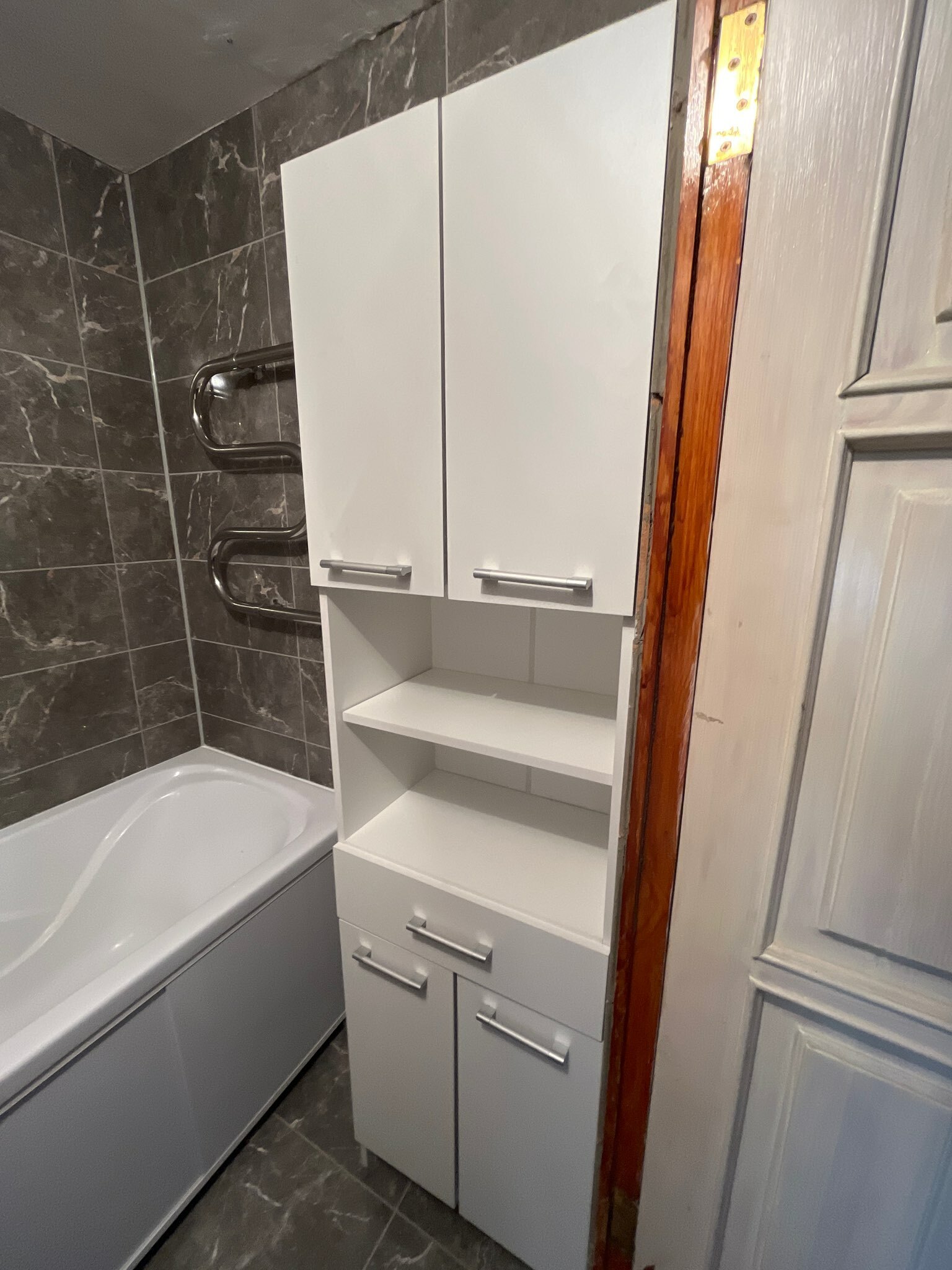 Фотография покупателя товара Пенал для ванной комнаты, белый,  50 х 33 х 185 см - Фото 3