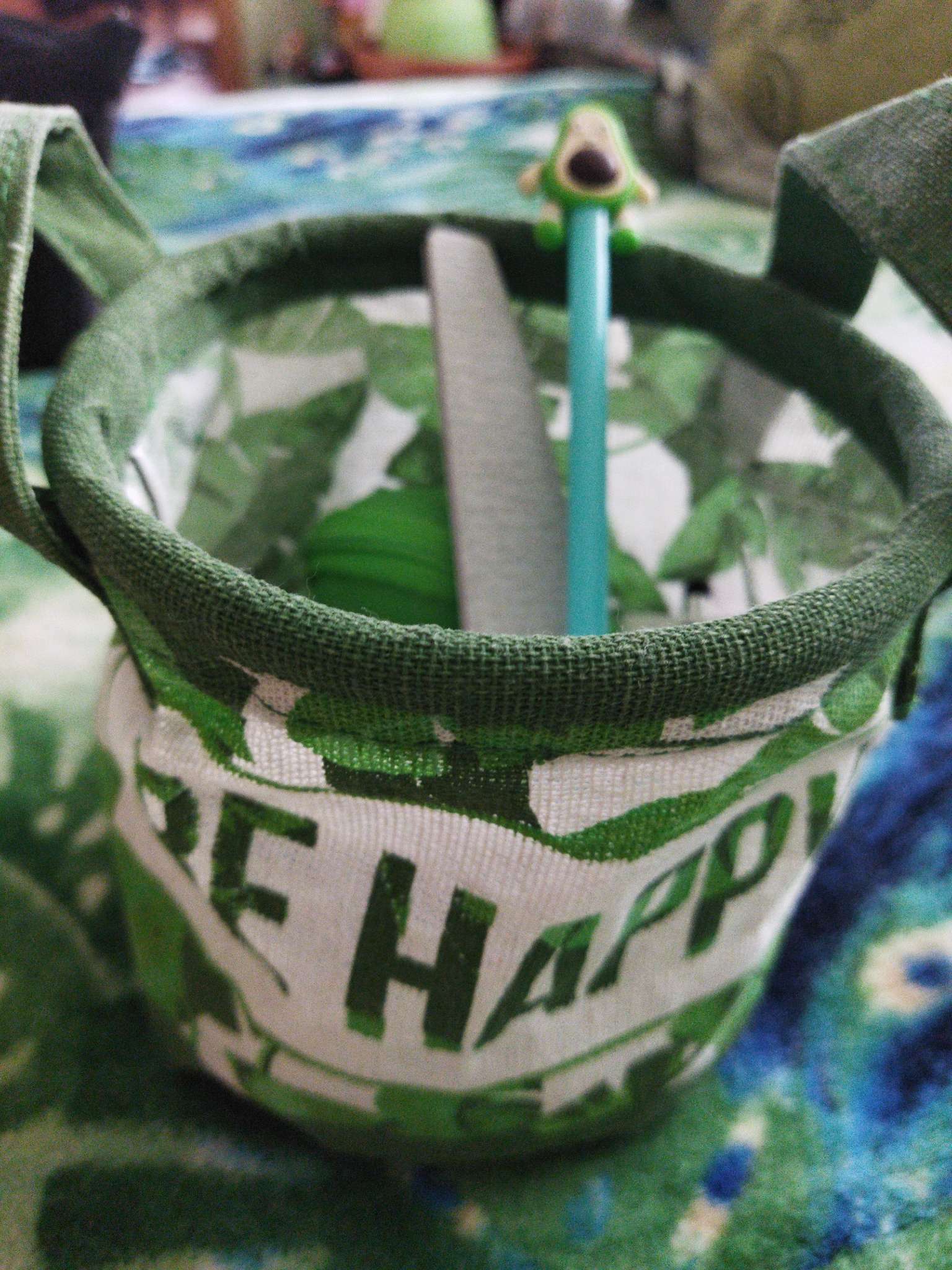 Фотография покупателя товара Текстильная корзинка "Be Happy" 14х12см - Фото 1