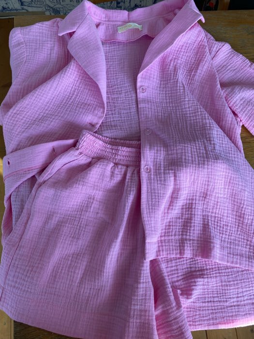 Фотография покупателя товара Пижама женская (рубашка, шорты) KAFTAN "Basic" р. 48-50, розовый - Фото 1