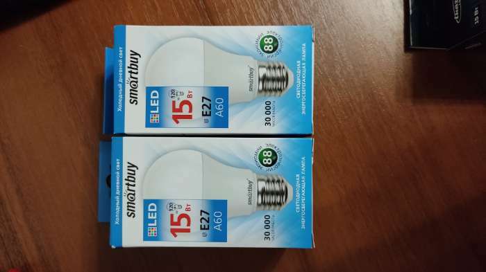 Фотография покупателя товара Лампа светодиодная Smartbuy, Е27, А60, 15 Вт, 6000 К, холодный белый свет - Фото 1