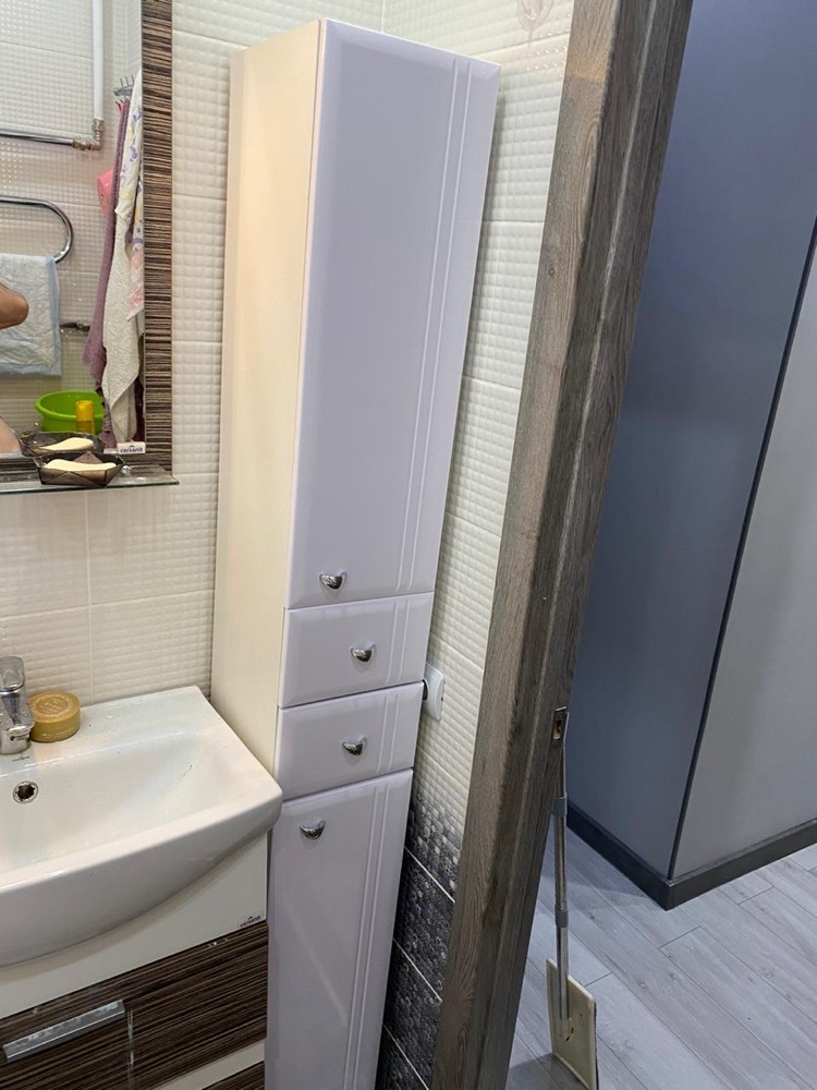 Фотография покупателя товара Пенал для ванной комнаты "Тура" с двумя дверцами и ящиками, 24 х 30 х 181 см - Фото 13