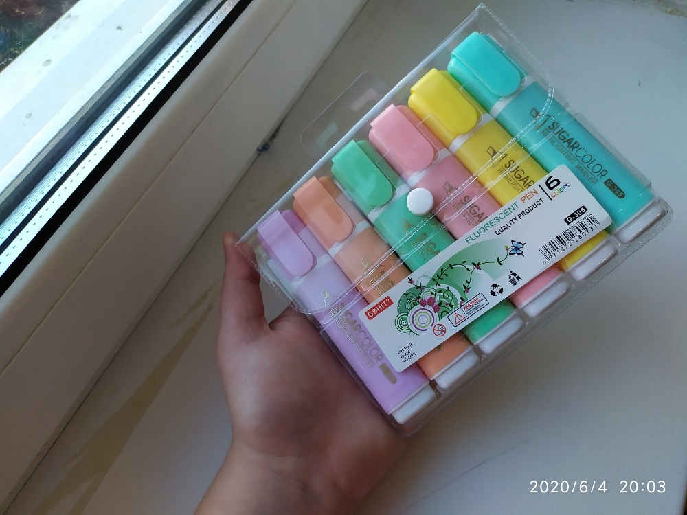 Фотография покупателя товара Набор маркеров-текстовыделителей "Пастель", 6 цветов
