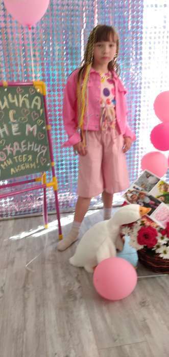 Фотография покупателя товара Рубашка для девочки джинсовая, укороченная KAFTAN, размер 34 (122-128 см), цвет розовый - Фото 1