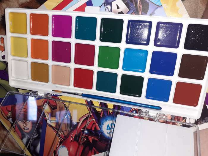 Фотография покупателя товара Акварель медовая «Гамма. Классическая», 24 цвета, с кистью, пластик - Фото 1