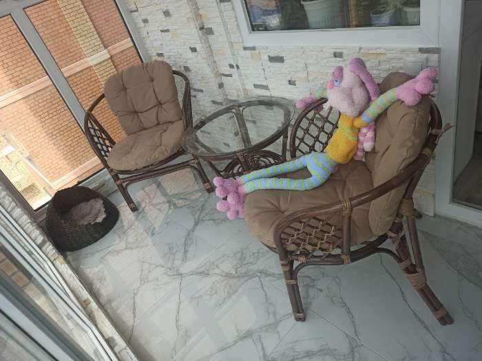 Фотография покупателя товара Набор садовой мебели "Индо" 3 предмета: 2 кресла, 1 стол, бежевый/темный ротанг - Фото 3