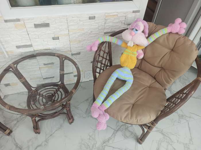 Фотография покупателя товара Набор садовой мебели "Индо" 3 предмета: 2 кресла, 1 стол, бежевый/темный ротанг - Фото 4