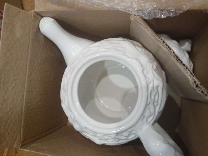 Фотография покупателя товара Чайник керамический заварочный «Винтаж», 900 мл, цвет белый - Фото 9