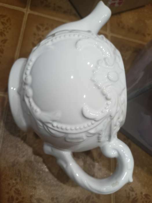 Фотография покупателя товара Чайник керамический заварочный «Винтаж», 900 мл, цвет белый - Фото 8