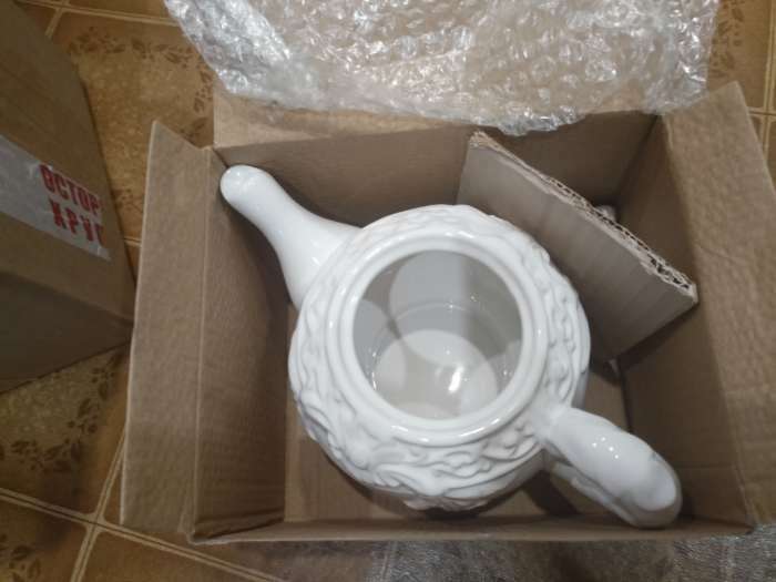 Фотография покупателя товара Чайник керамический заварочный «Винтаж», 900 мл, цвет белый - Фото 10